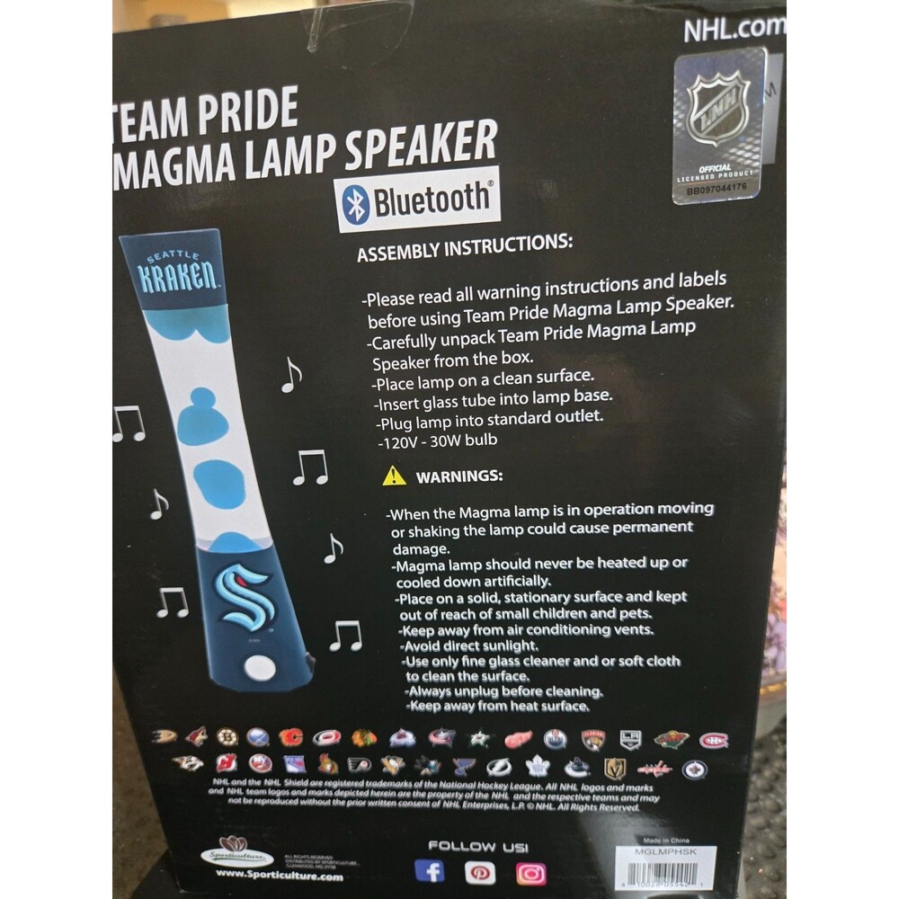 NHL Team Pride Seattle Kraken Magma Lamp Speaker - Picture 2 of 4